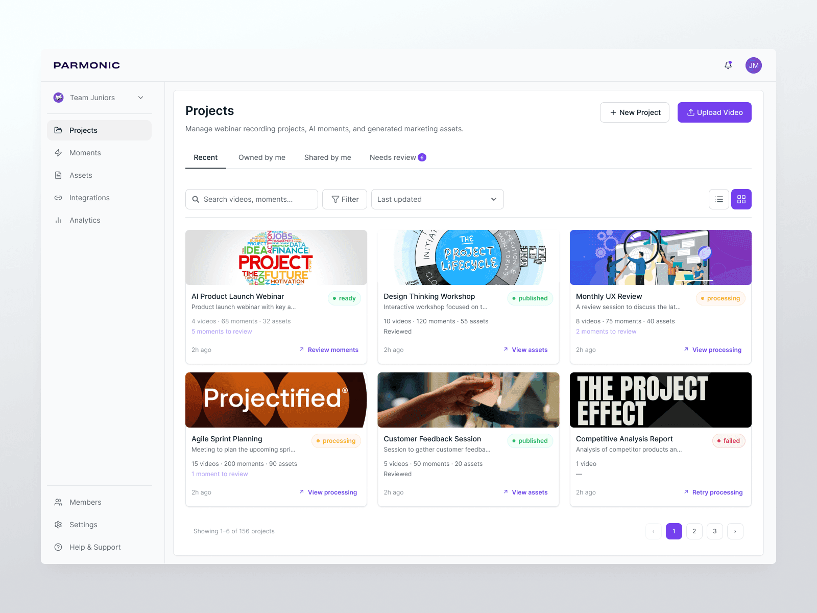 Список проектов Parmonic